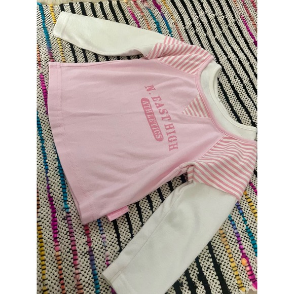 Vintage Carters Watch the Wear Long Sleeve Pink and Stripes Graphic Tee 24m - Picture 3 of 7